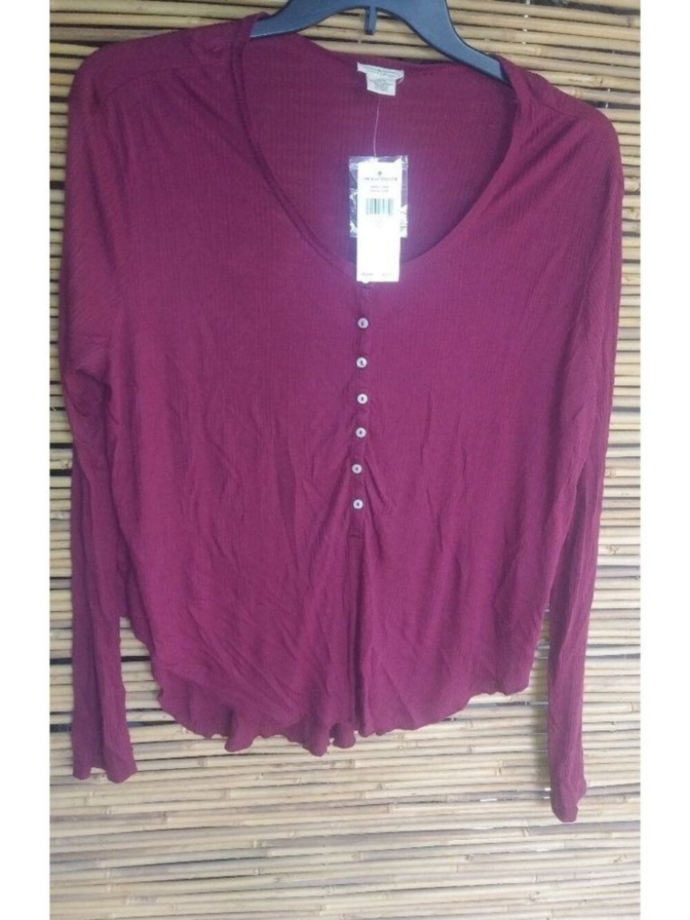 Denim & Supply Ralph Lauren XL Casual Ribbed Buttons Long Sleeved Top in Fushia